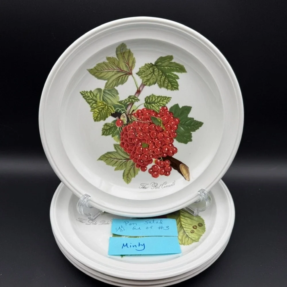 Vtg Set Of 4 Portmeirion Pomona Goddess Fruits Salad Plates Cherry Currant 8.5